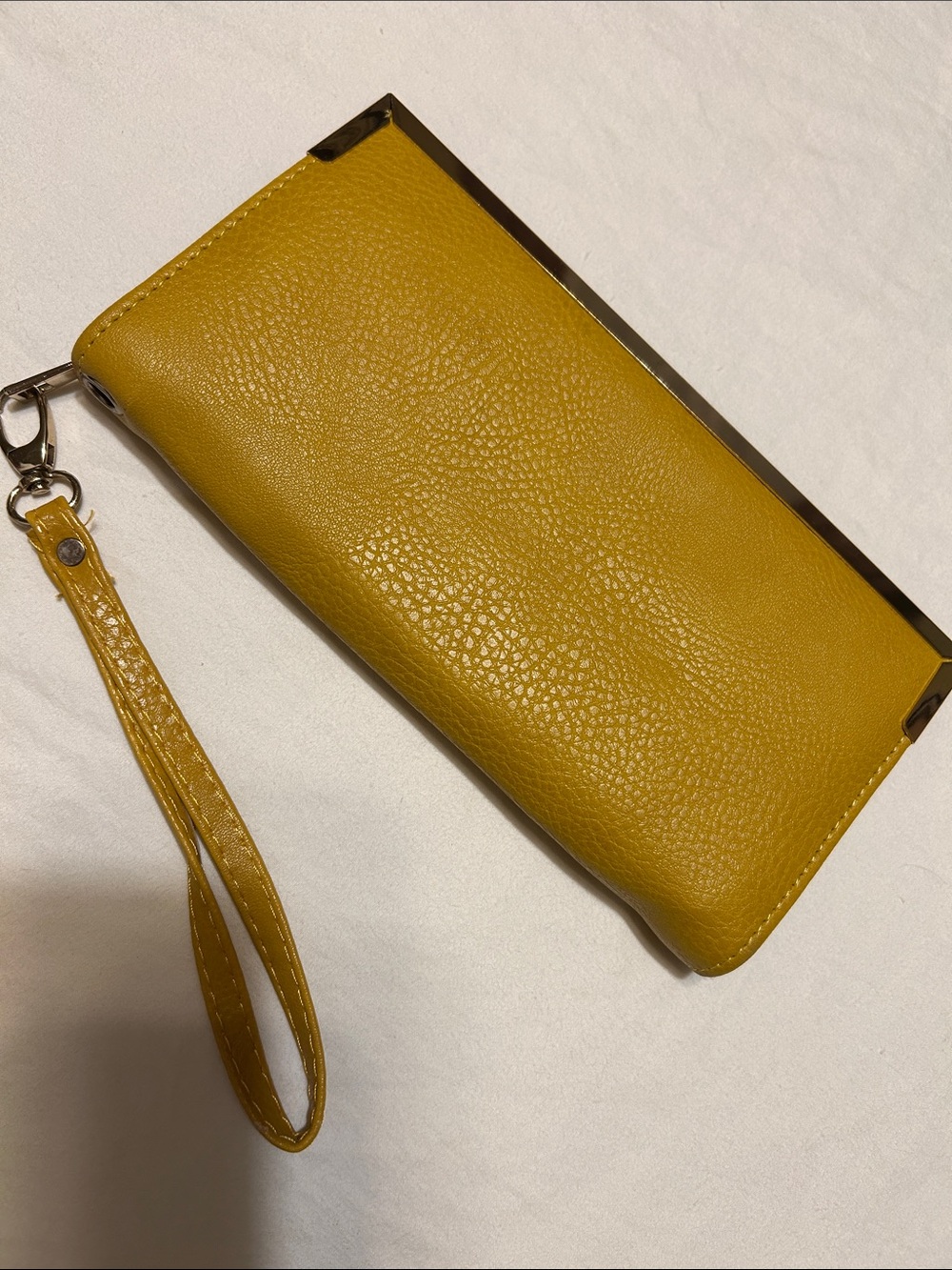 Mustard Yellow Wristlet Clutch with Wrist Strap